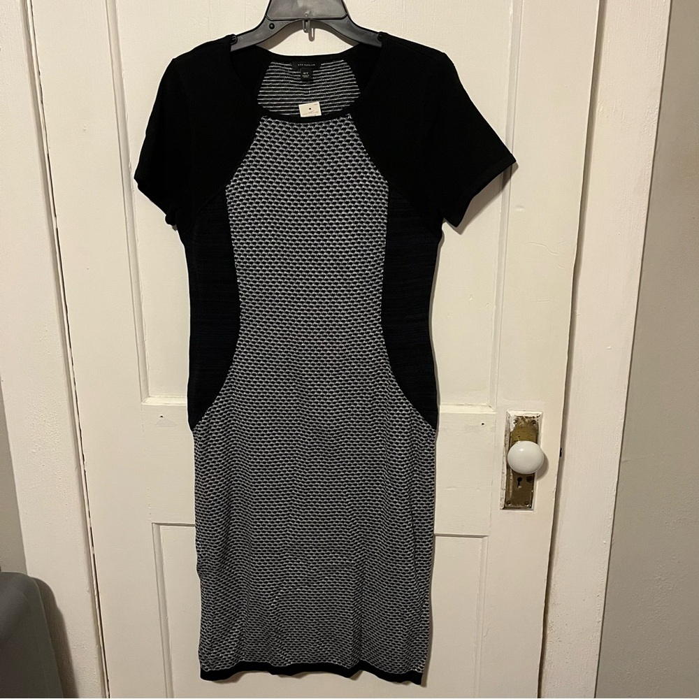 Ann Taylor Gray Sheath Midi Dress Short Sleeve